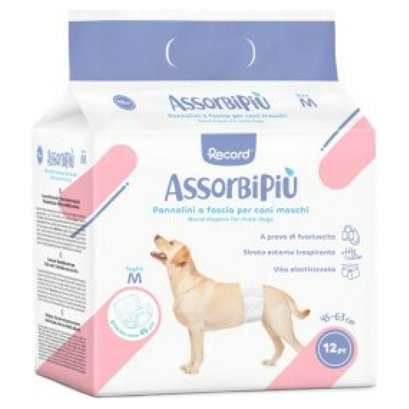 Record Autiņi suņiem Male AssorbiPiu M 12gb.