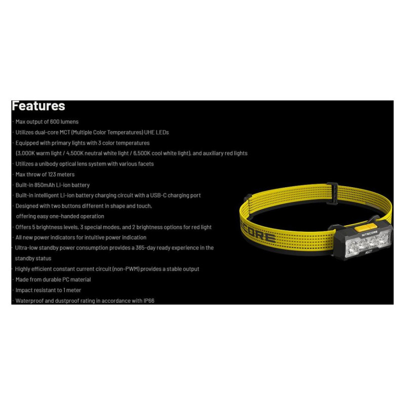 Nitecore HEADLAMP NU SERIES 600 LUMENS/NU27 NITECORE