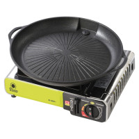 Meva Grill grate and grill pan for a gas camping stove and grill