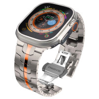 Tech-Protect Stainless Line Bracelet for Apple Watch 4 / 5 / 6 / 7 / 8 / 9 / SE / Ultra 1 / 2 (42/44/45/49 mm) - Titanium Orange