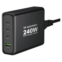 Wozinsky WGCSB 240W GaN wall charger USB-A / 3 x USB-C - black