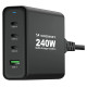 Wozinsky WGCSB 240W GaN wall charger USB-A / 3 x USB-C - black