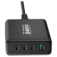 Wozinsky WGCSB 240W GaN wall charger USB-A / 3 x USB-C - black