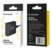 Wozinsky WGCSB 240W GaN wall charger USB-A / 3 x USB-C - black