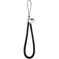 Hello Kitty Nylon Cord Kitty Head Phone Charm - Black