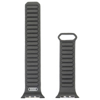 Audi Logo Synthetic Leather Magnetic Ring Strap for Apple Watch 44/45/46/49 mm - Black