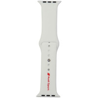 Audi Sport Red Logo Silicone Watch Strap for Apple Watch 44 / 45 / 46 / 49 mm - white