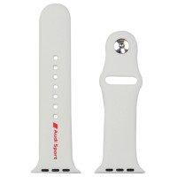 Audi Sport Red Logo Silicone Watch Strap for Apple Watch 44 / 45 / 46 / 49 mm - white