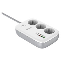Tellur Smart WiFi Power Strip 3 Outlets, PD30W, QC18W, 2xUSB 2.4A 2500W 10A 2m