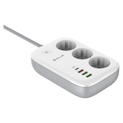 Tellur Smart WiFi Power Strip 3 Outlets, PD30W, QC18W, 2xUSB 2.4A 2500W 10A 2m