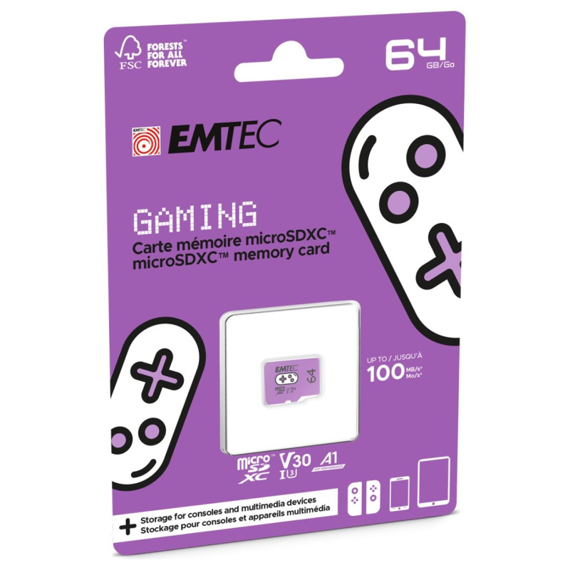 Emtec mSD 64GB UHS-I U3 V30 A1 Gaming Purple