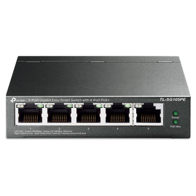 Tp-Link Switch|TP-LINK|Desktop/pedestal|5x10Base-T / 100Base-TX / 1000Base-T|PoE ports 4|TL-SG105PE