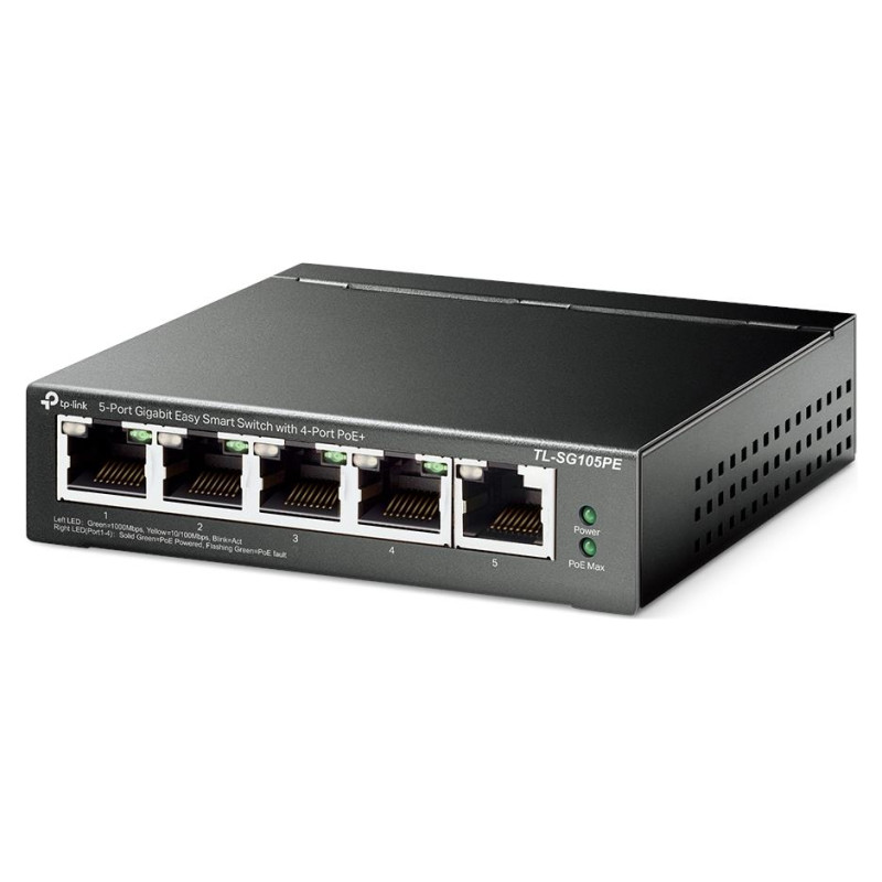 Tp-Link Switch|TP-LINK|Desktop/pedestal|5x10Base-T / 100Base-TX / 1000Base-T|PoE ports 4|TL-SG105PE