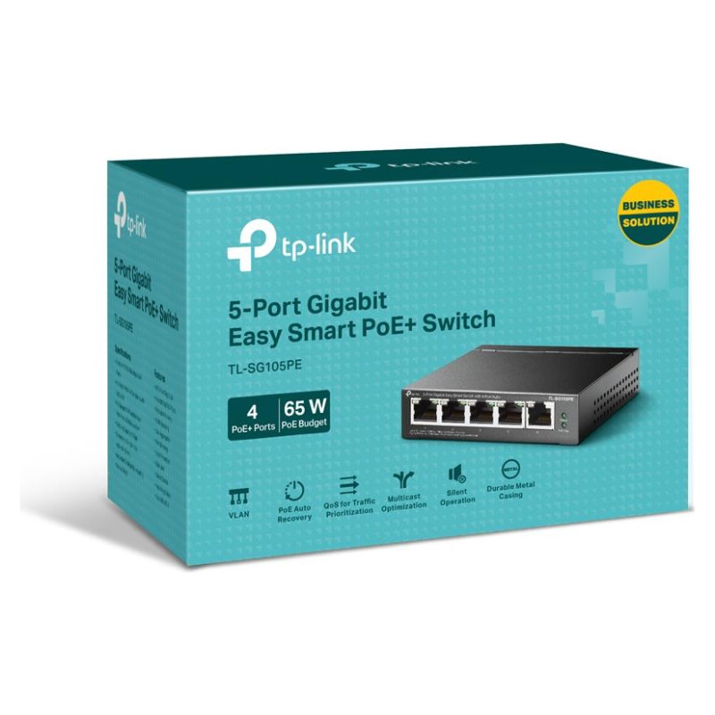 Tp-Link Switch|TP-LINK|Desktop/pedestal|5x10Base-T / 100Base-TX / 1000Base-T|PoE ports 4|TL-SG105PE