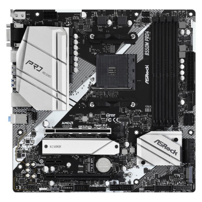 Asrock Mainboard|ASROCK|AMD B550|SAM4|MicroATX|1xPCI-Express 3.0 1x|1xPCI-Express 3.0 16x|1xM.2|1xPCI-Express 4.0 16x|Memory DDR4|Memory slots 4|1x15pin D-sub|1xHDMI|1xDisplayPort|2xUSB 2.0|1xUSB type C|5xUSB 3.2|1xPS/2|1xRJ45|3xAudio port|B550MPRO4