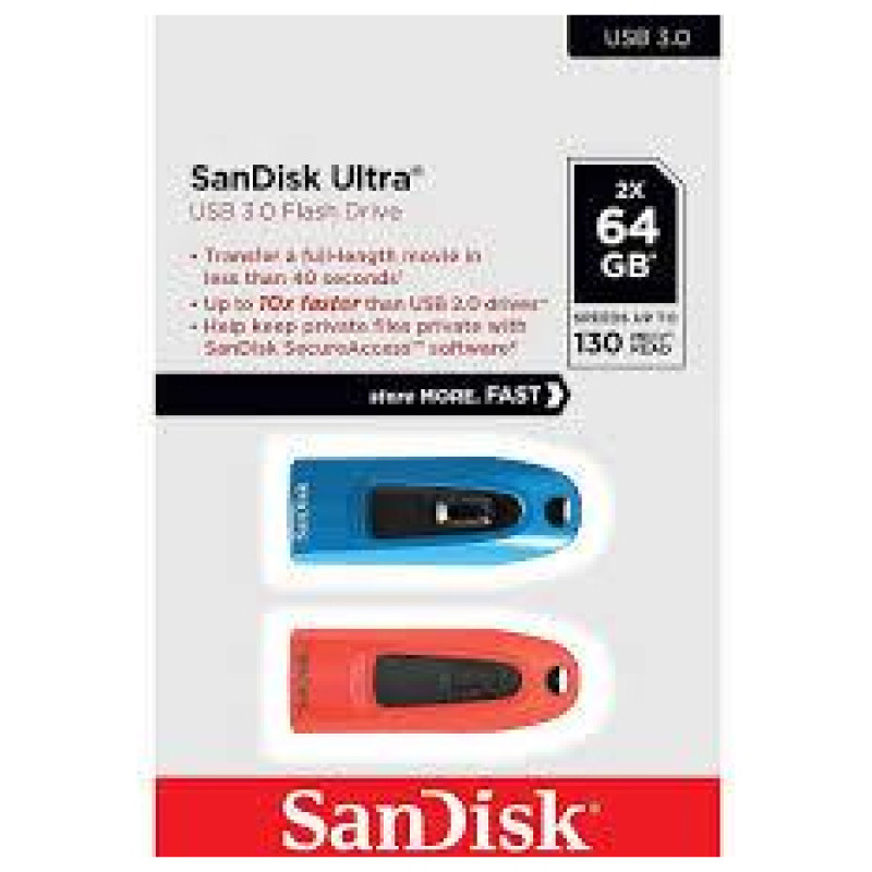 Sandisk MEMORY DRIVE FLASH USB3 64GB/2PK SDCZ48-064G-G46BR2 SANDISK