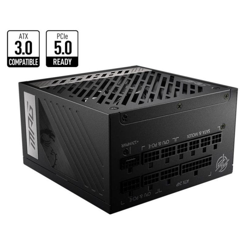MSI Power Supply|MSI|1000 Watts|Efficiency 80 PLUS GOLD|PFC Active|MPGA1000GPCIE5