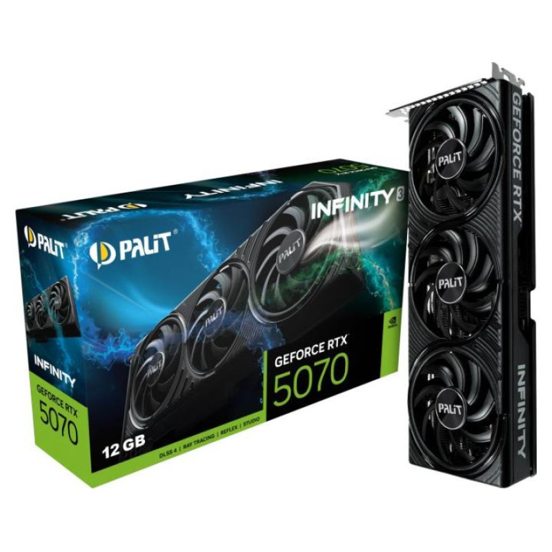 Palit Graphics Card|PALIT|NVIDIA GeForce RTX 5070|12 GB|GDDR7|192 bit|PCIE 5.0 16x|Triple slot Fansink|1xHDMI|3xDisplayPort|NE75070019K9-GB2050S