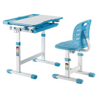 Hismart Manual-Lifting Height Adjustable Kids Desk and Full-Backrest Chair Set