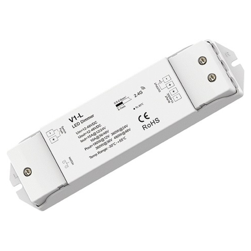 Skydance V1-L LED Controller, 12-48V, 1x15A, with Push-Dimm