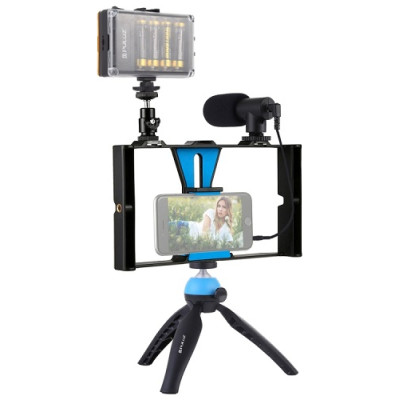 Puluz Blogging Smartphone Video Rig (LED Light, Tripod Mount, Phone Holder, Mic)