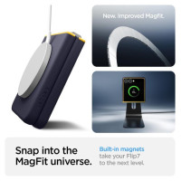 Spigen Nano Pop Mag MagSafe Case for Samsung Galaxy Z Flip 7 - Navy Blue and Yellow