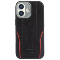 Audi R8 Genuine Leather MagSafe Case for iPhone 17 - Black and Red