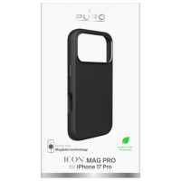 Puro Pure Icon Mag Pro Liquid Silicone Case for iPhone 17 Pro, MagSafe Compatible, with Camera Protection and Aluminum Buttons - Black