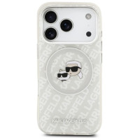 Karl Lagerfeld IML Glitter Karl&Choupette Heads Logo MagSafe Case for iPhone 17 Pro - Gray