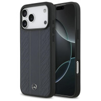 Mercedes Leather Laurel Leaves Stripes MagSafe Case for iPhone 17 Pro Max - Blue