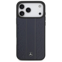 Mercedes Leather Laurel Leaves Stripes MagSafe Case for iPhone 17 Pro Max - Blue