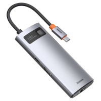 Baseus Metal Gleam 6-in-1 USB-C - USB-C PD 100W HUB 1x HDMI 4K 30Hz 3x USB-A 3.2 1x RJ45 - gray