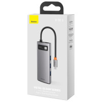 Baseus Metal Gleam 6-in-1 USB-C - USB-C PD 100W HUB 1x HDMI 4K 30Hz 3x USB-A 3.2 1x RJ45 - gray