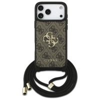 Guess 4G Big Logo Cord Stap Crossbody Case for iPhone 17 Pro Max - Brown