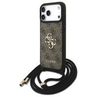 Guess 4G Big Logo Cord Stap Crossbody Case for iPhone 17 Pro Max - Brown