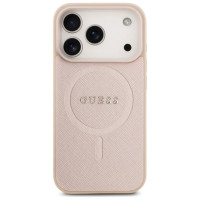 Guess Saffiano Classic Logo MagSafe Case for iPhone 17 Pro - Pink