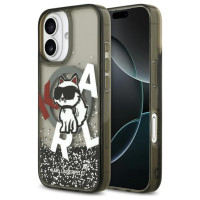 Karl Lagerfeld Liquid Glitter Choupette Logo MagSafe iPhone 17 Case - Black