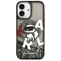 Karl Lagerfeld Liquid Glitter Choupette Logo MagSafe iPhone 17 Case - Black