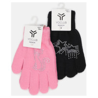 Yoclub Cimdiņi 5P STRIPES RED-0216 girl