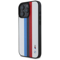 BMW M Performance Tricolor Printed Stripes MagSafeMagSafe iPhone 16 Pro Max Case - White