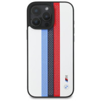 BMW M Performance Tricolor Printed Stripes MagSafeMagSafe iPhone 16 Pro Max Case - White