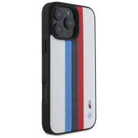 BMW M Performance Tricolor Printed Stripes MagSafeMagSafe iPhone 16 Pro Max Case - White