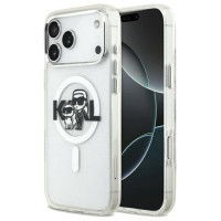 Karl Lagerfeld IML Glitter Karl & Choupette Sketch Logo MagSafe Case for iPhone 17 Pro Max - Clear