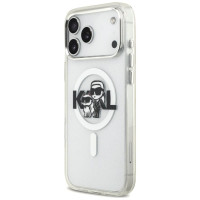Karl Lagerfeld IML Glitter Karl & Choupette Sketch Logo MagSafe Case for iPhone 17 Pro Max - Clear