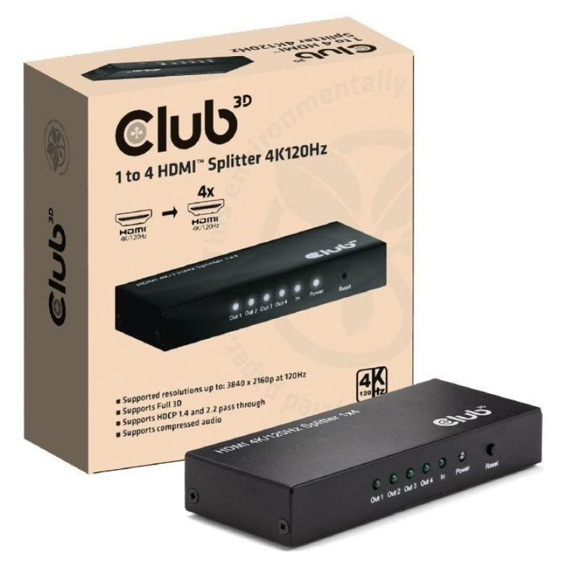 Club3D I/O VIDEO SPLITTER HDMI 4PORT/4K 120HZ CSV-1385 CLUB3D