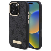 Guess 4G Logo Plate MagSafe Case for iPhone 16 Pro Max - Black