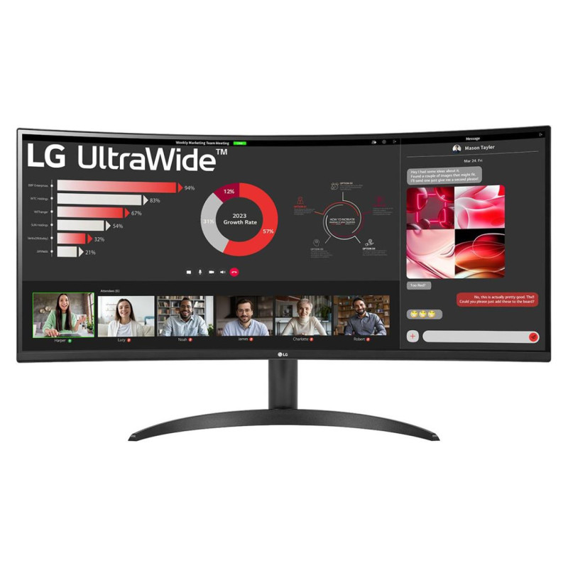 LG LCD Monitor|LG|34"|Curved/21 : 9|Panel VA|3440x1440|21:9|100 Hz|5 ms|Tilt|34WR50QK-B