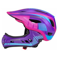 Rockbros TT-32SBPP-S children's bicycle helmet with detachable chinbar, size S - purple-pink