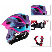Rockbros TT-32SBPP-S children's bicycle helmet with detachable chinbar, size S - purple-pink