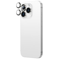 Amazingthing AR Aluminum 3 Lens Glass with Camera Lens Frame for iPhone 16 Pro / 16 Pro Max - Silver
